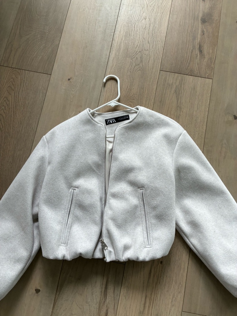 Zara Light Cream Bomber Jacket - Women